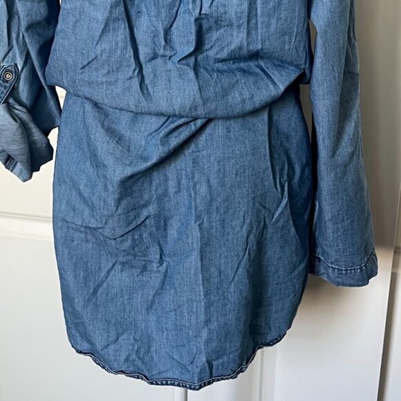 Sonoma Long Sleeve Blue Denim Drawstring Dress w/ Pockets Size Medium - Picture 12 of 12